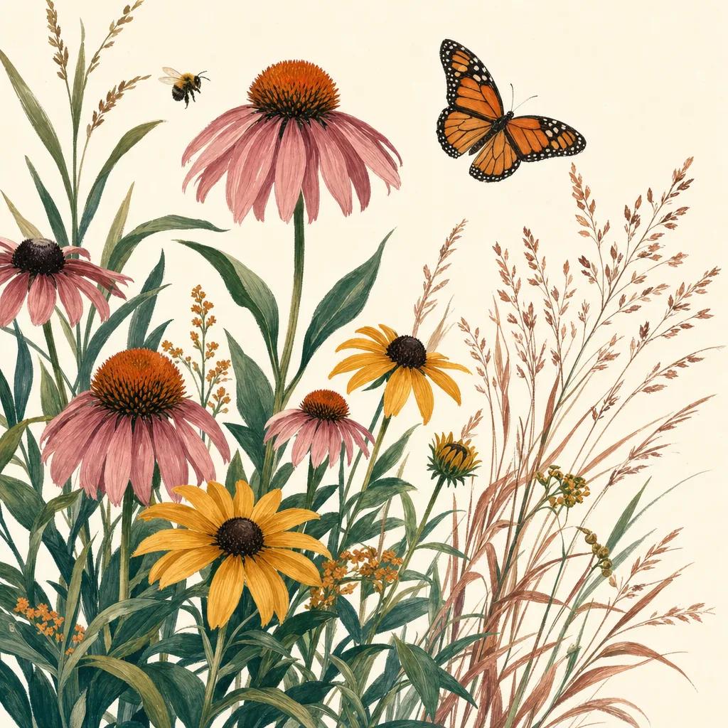 Illustration for native plant garden design
