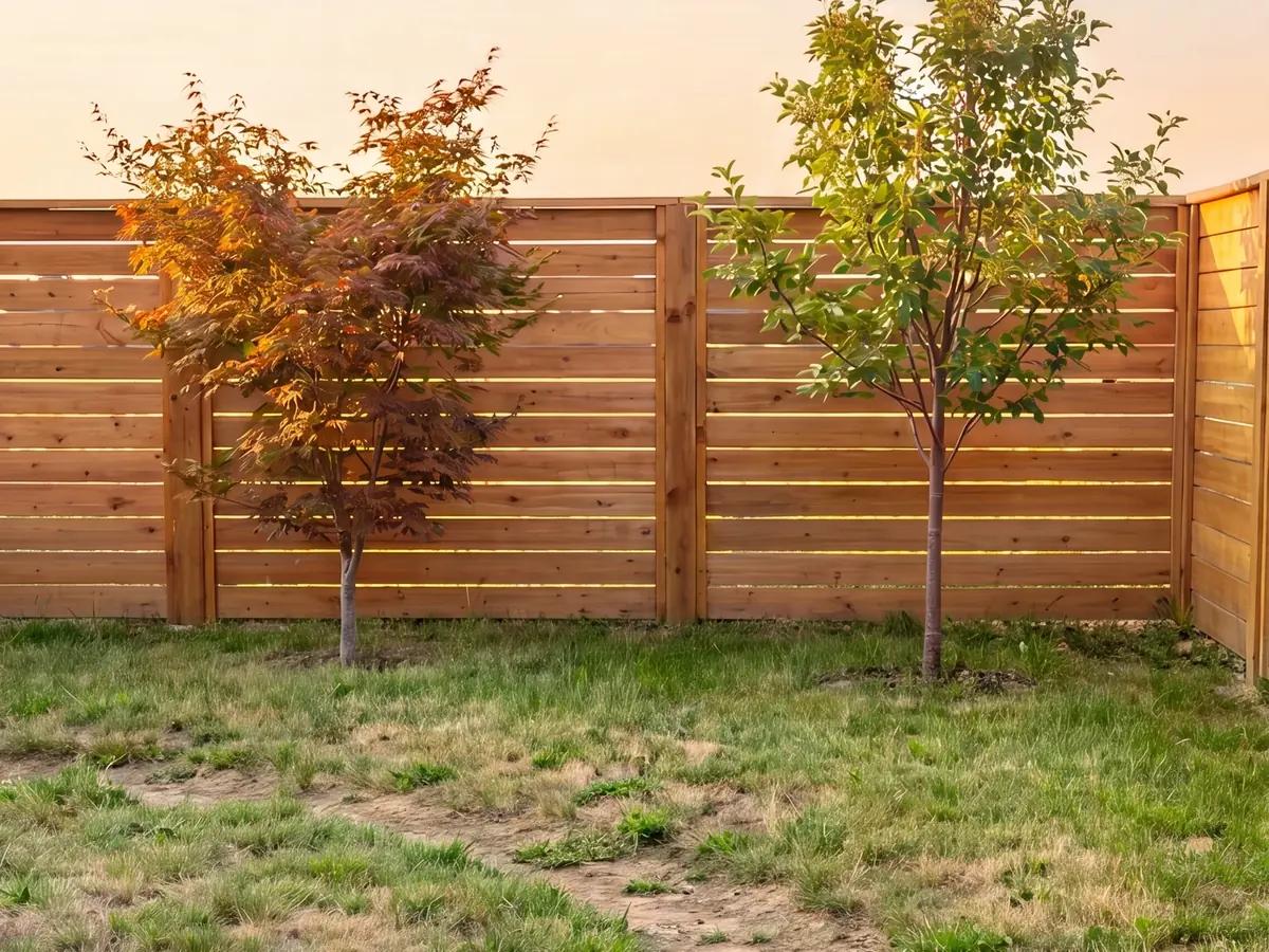 A bare yard with patchy grass before designing