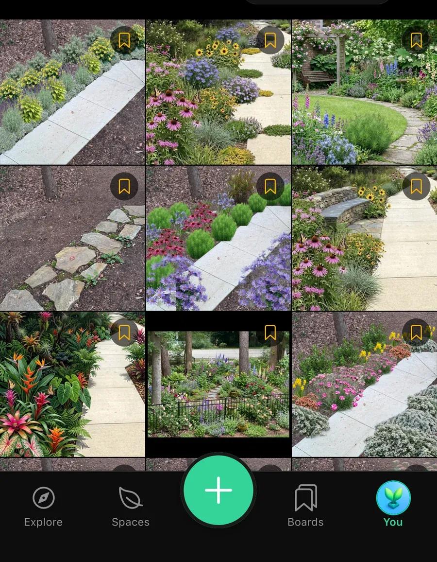 A grid of finished garden designs made in Sow