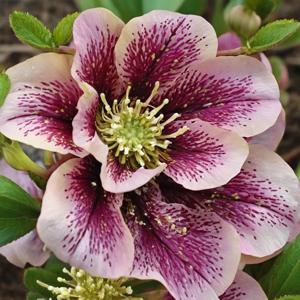 Helleborus x hybridus 'Pink wRed-Spotted Flowers'