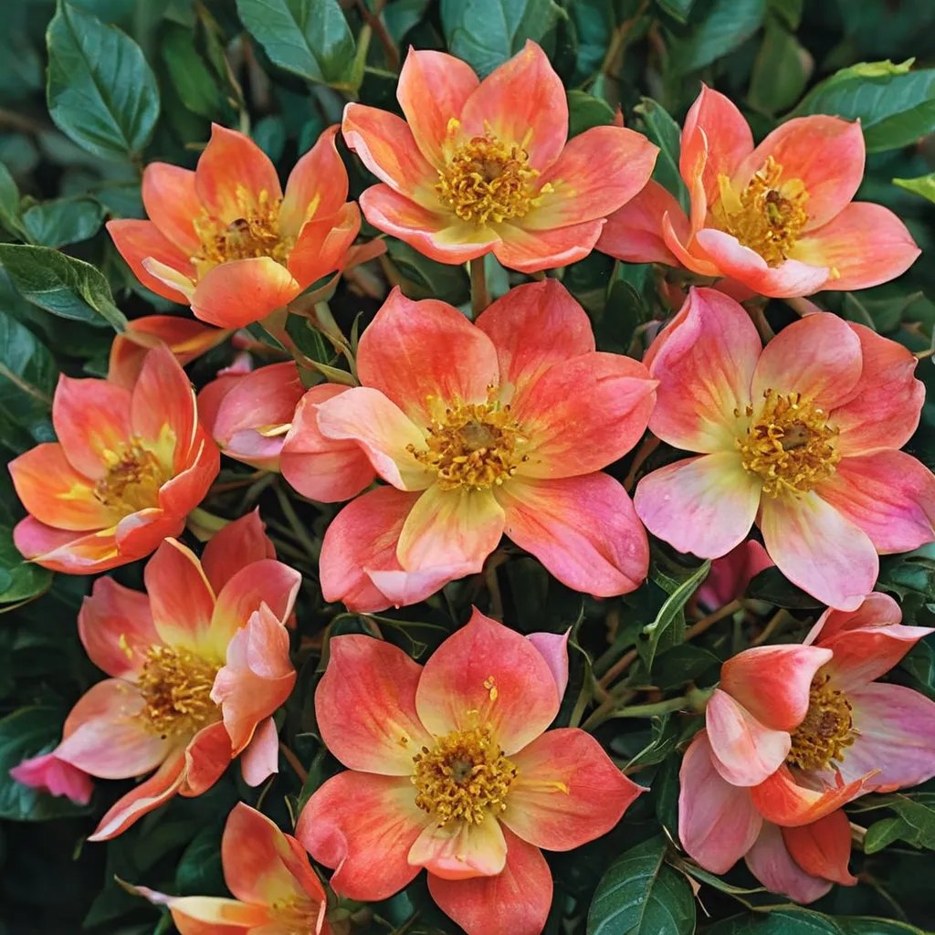 Rosa x hybrida 'Sunset Happy Trails'