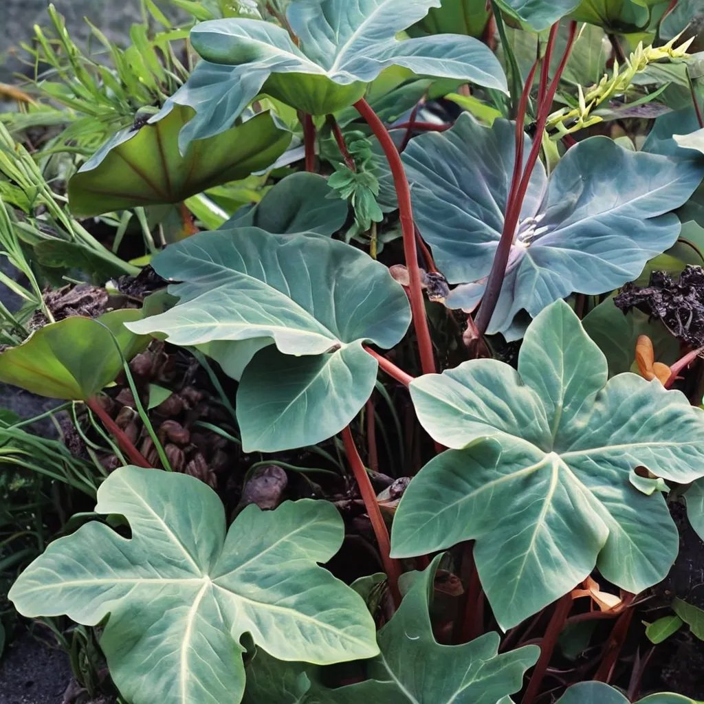 Colocasia esculenta 'Burgundy Stem'