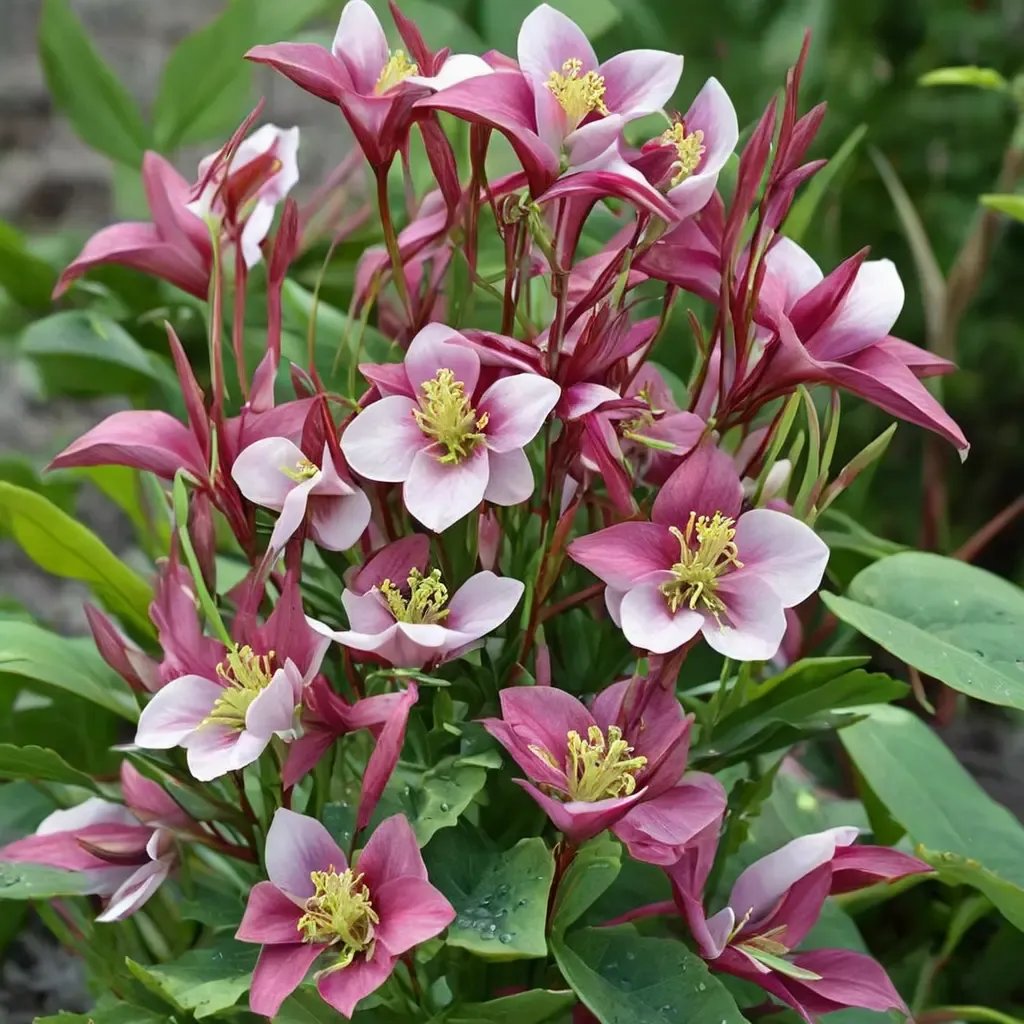 Aquilegia vulgaris 'Kirigami Rose Pink'