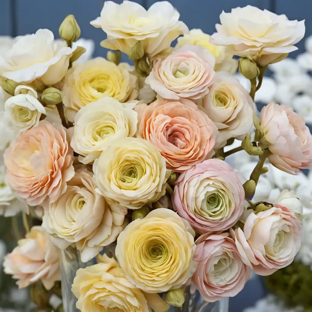 Ranunculus ranunculus 'Half Clone Wedding Pastel'