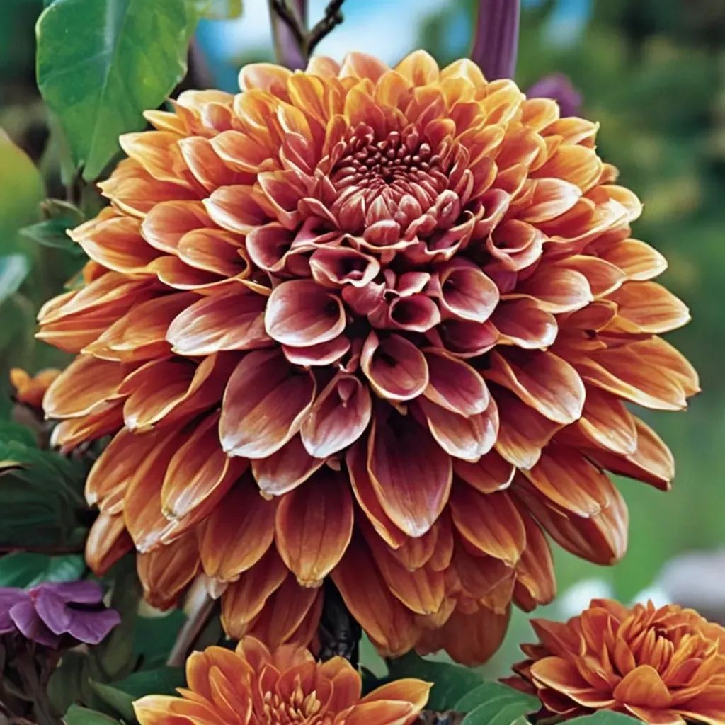 Dahlia hypnotica 'Hillcrest Sunfusion Giant Ball'