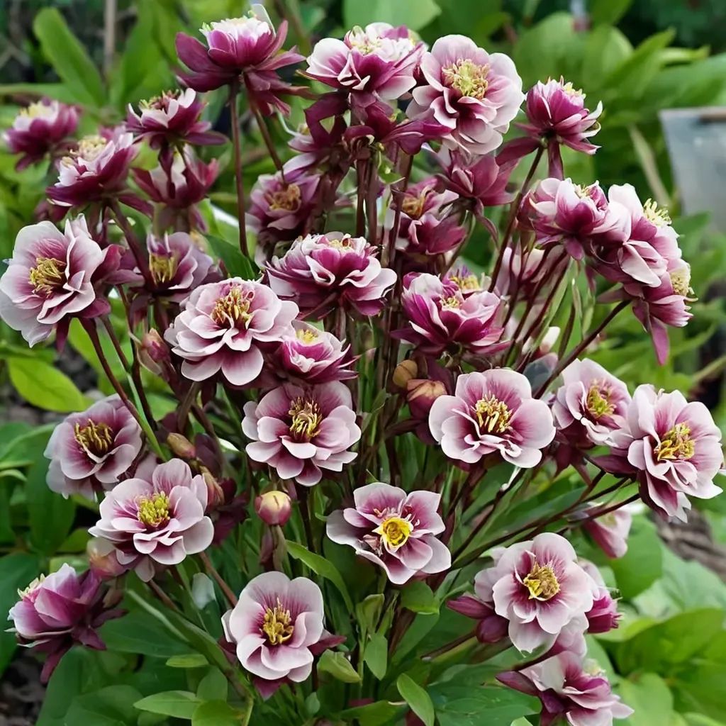 Aquilegia viridis 'Winky Double Red and White'