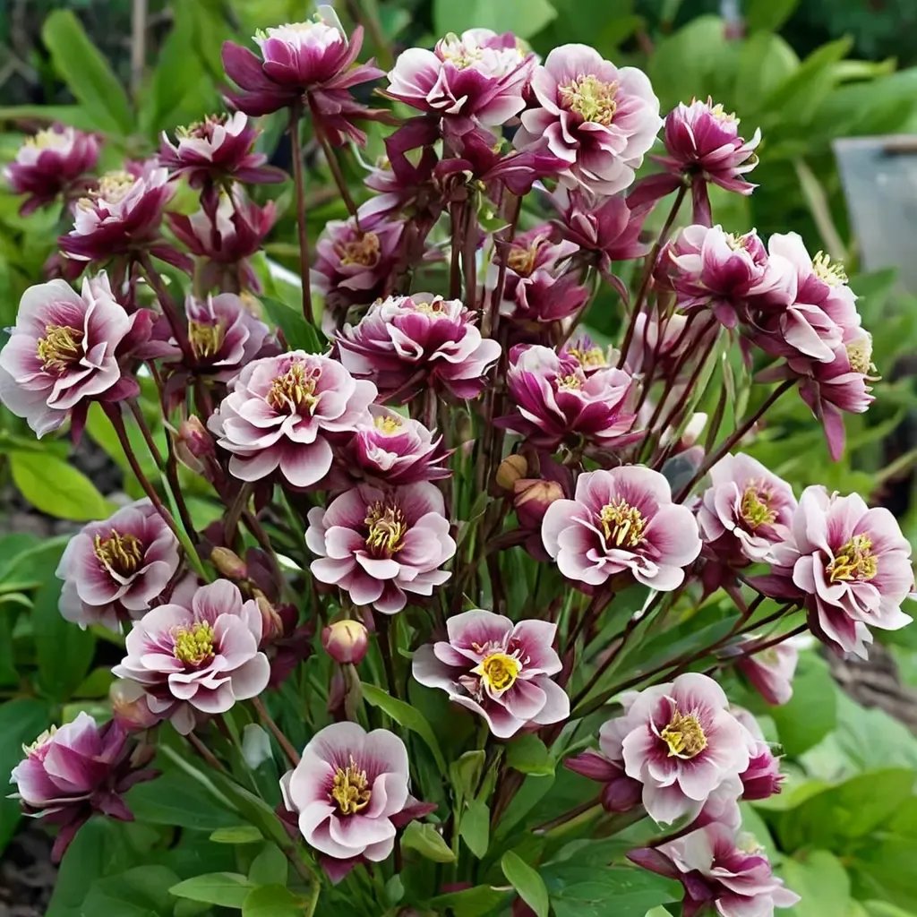 Aquilegia viridis 'Winky Double Red and White'