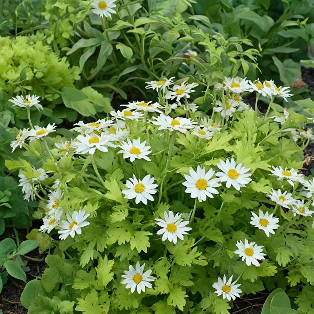 Chrysanthemum parthenium 'Aureum'