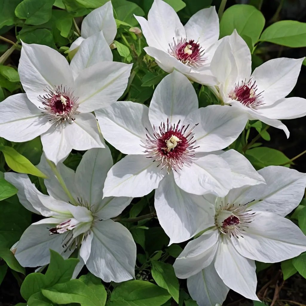 Clematis x hybrida 'Miss Bateman'