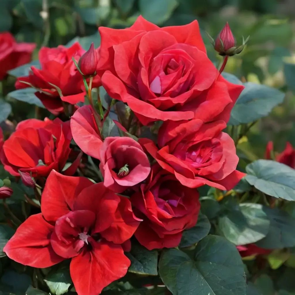 Rosa x hybrida 'Drop Dead Red'