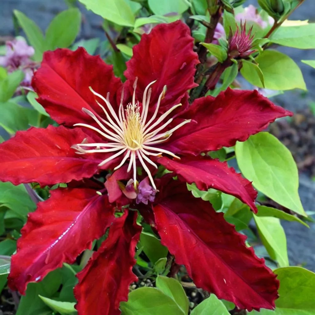 Clematis x hybrida 'Rebecca'