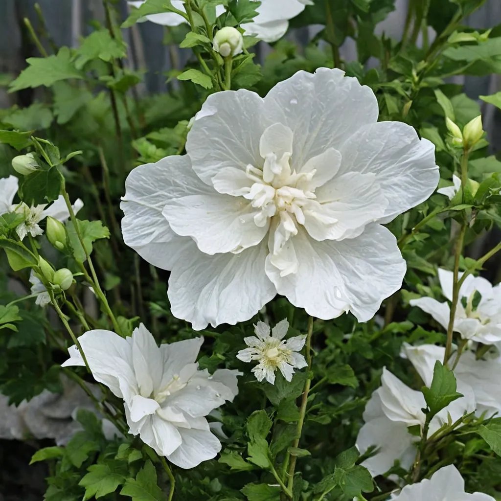 Hibiscus syriacus 'White Chiffon'