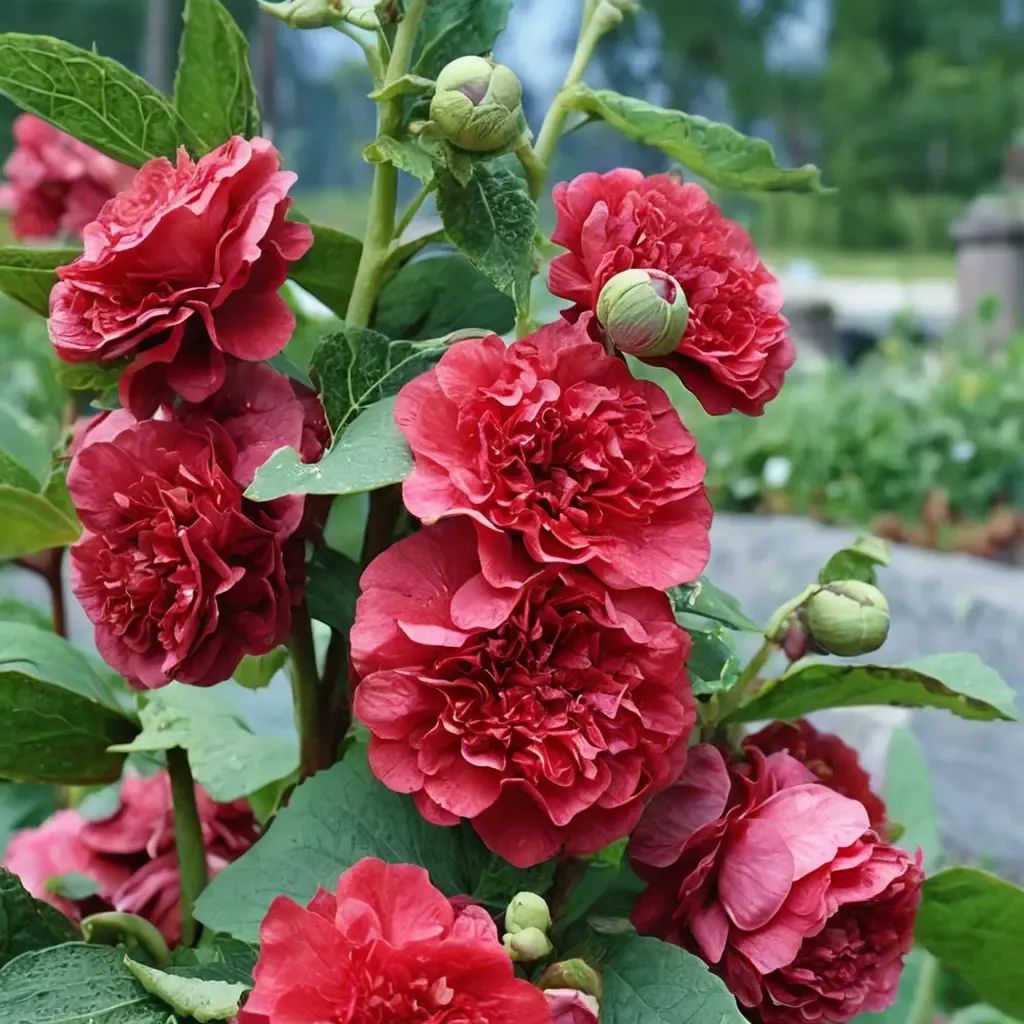 Alcea rosea 'Double Scarlet'