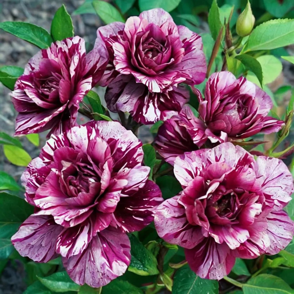 Rosa x hybrida 'Purple Tiger'