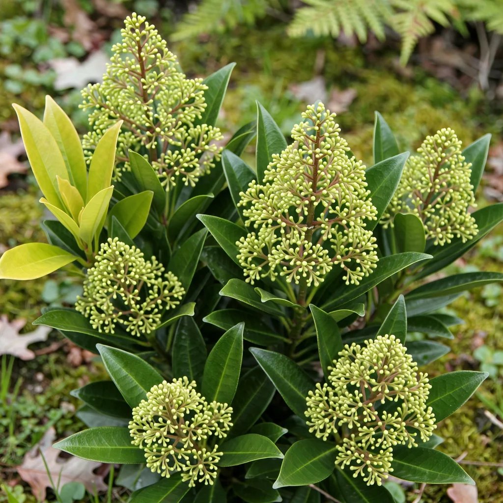 Skimmia × confusa 'Kew Green'