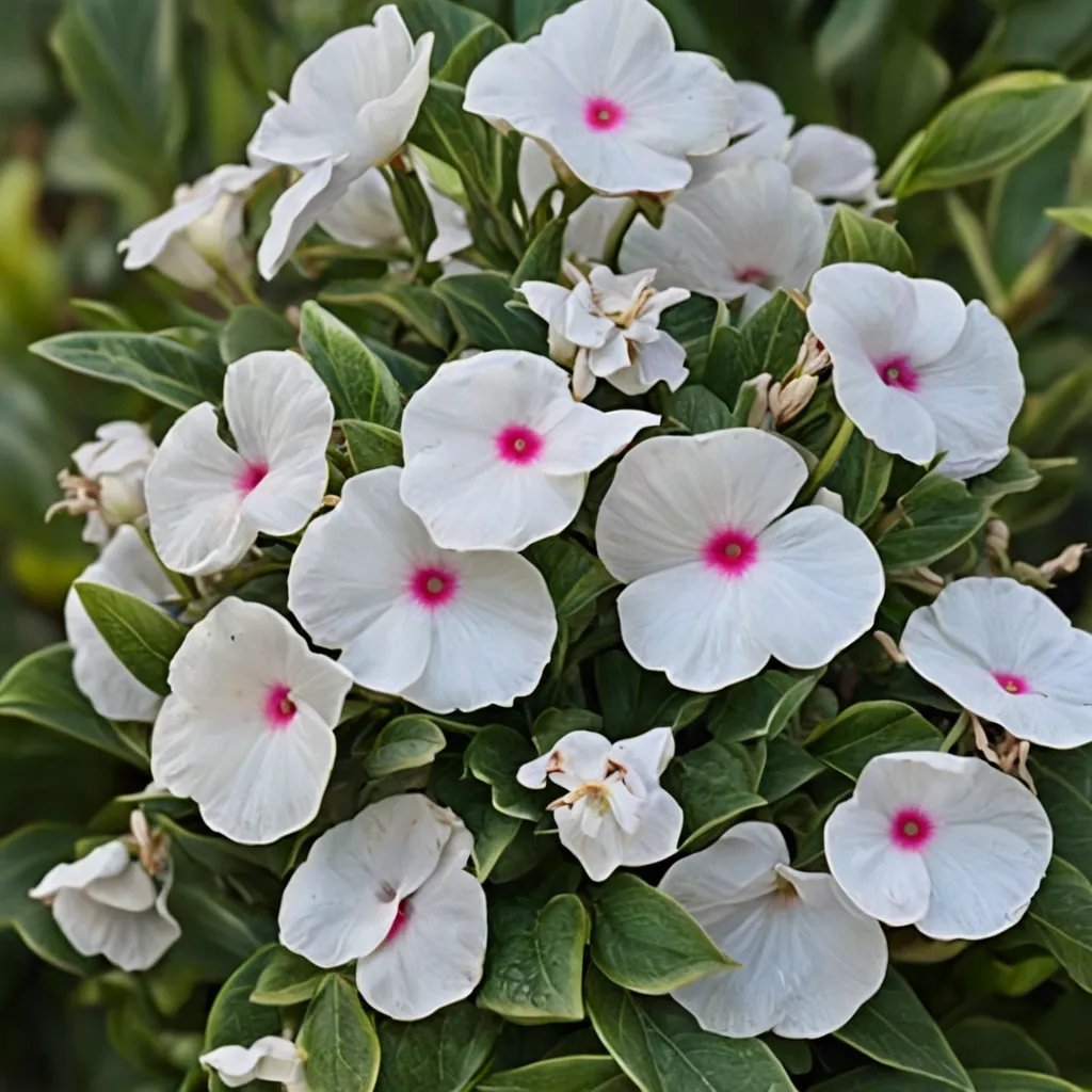 Catharanthus roseus 'Cora Cascade Polka Dot'
