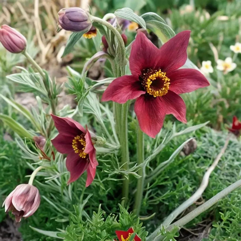 Pulsatilla vulgaris 'Red Bells'