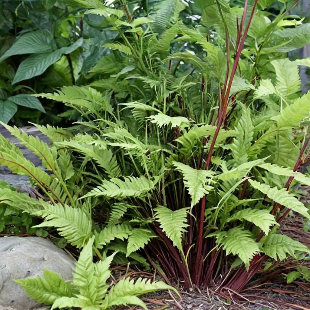 Athyrium filix-femina 'Lady in Red'