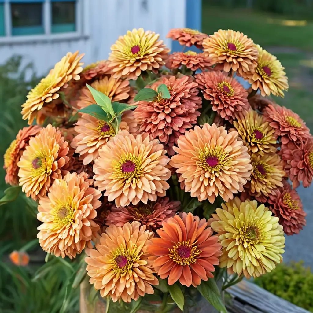 Zinnia elegans 'Queen Lime Orange'