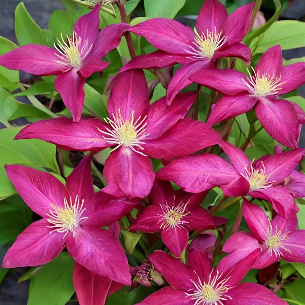 Clematis x hybrida 'Bourbon'