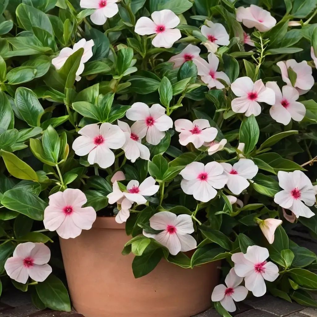 Catharanthus roseus 'Cora Cascade Peach Blush'
