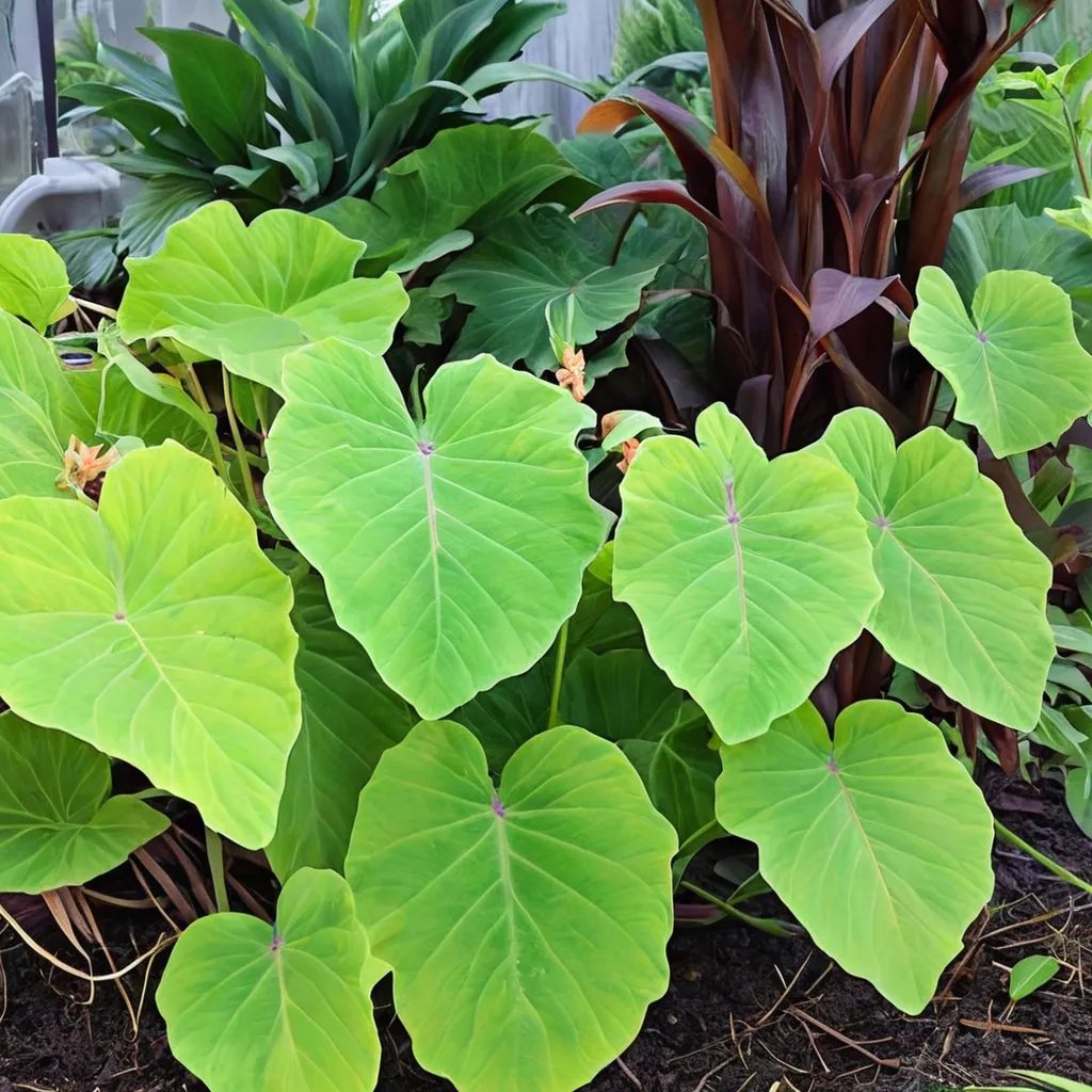 Colocasia esculenta 'Red-Eyed Gecko'