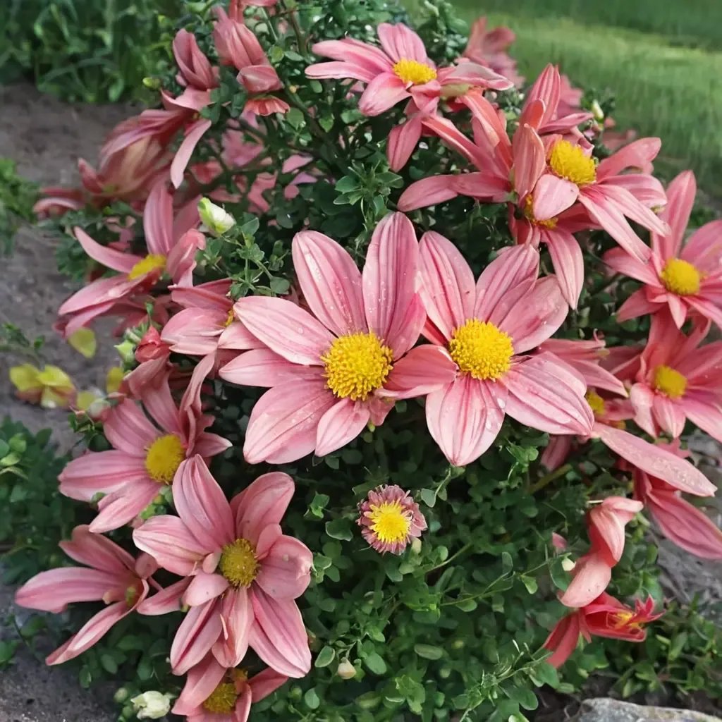 Chrysanthemum x morifolium 'Coral Daisy Mammoth Mum'