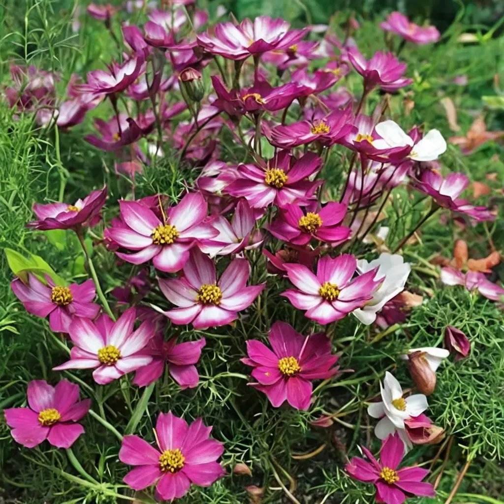 Cosmos bipinnatus 'Cosimo Purple Red-White'
