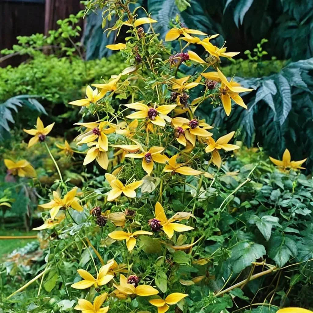 Clematis x hybrida 'Golden Tiara'