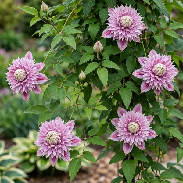 Clematis x hybrida 'Josephine'