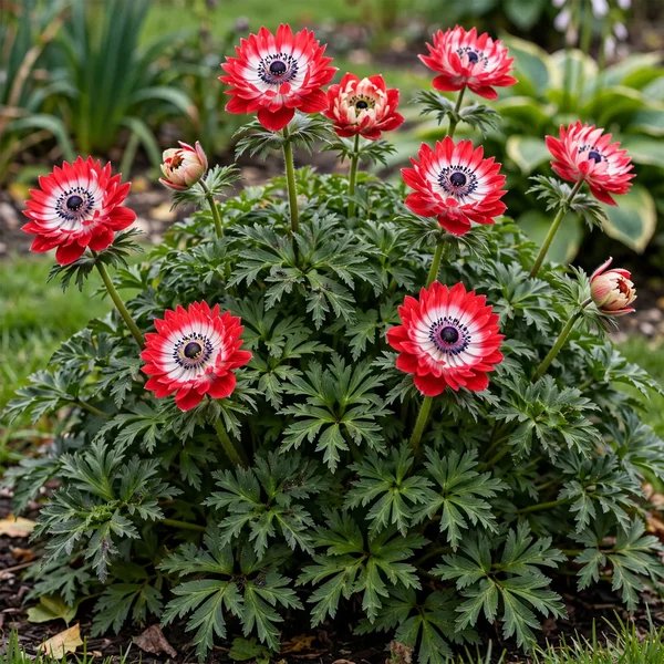 Anemone x hybrida 'Fullstar Red-White'