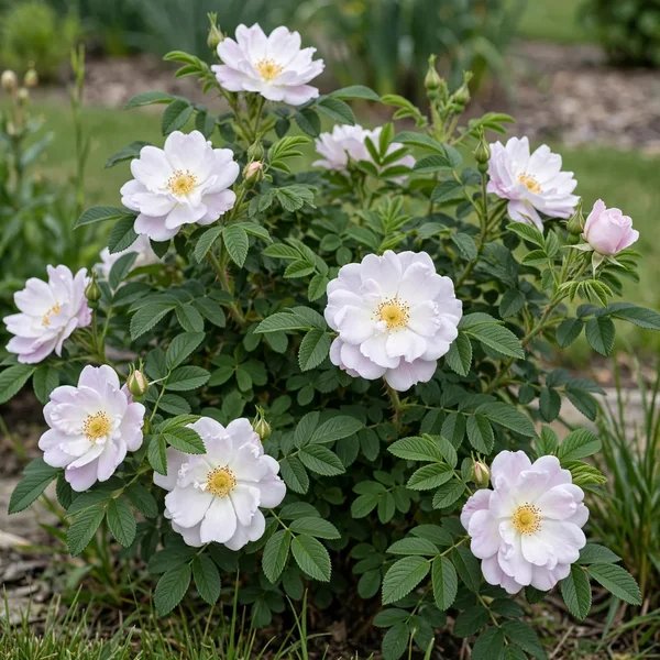 Rosa x hybrida 'Snow Pavement'